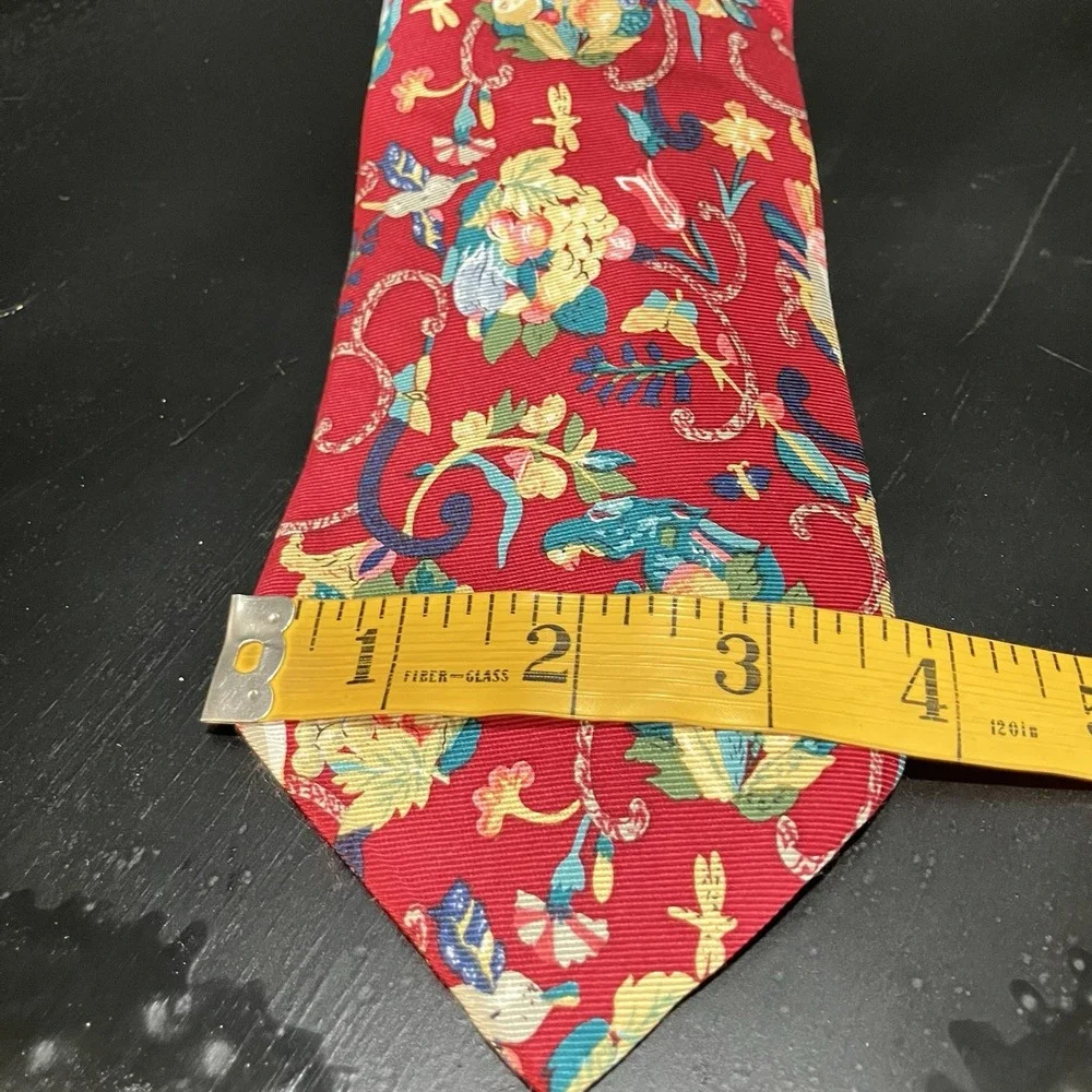 Diane von Furstenberg 100% Silk Floral Print Neck Tie Multicolor Vintage